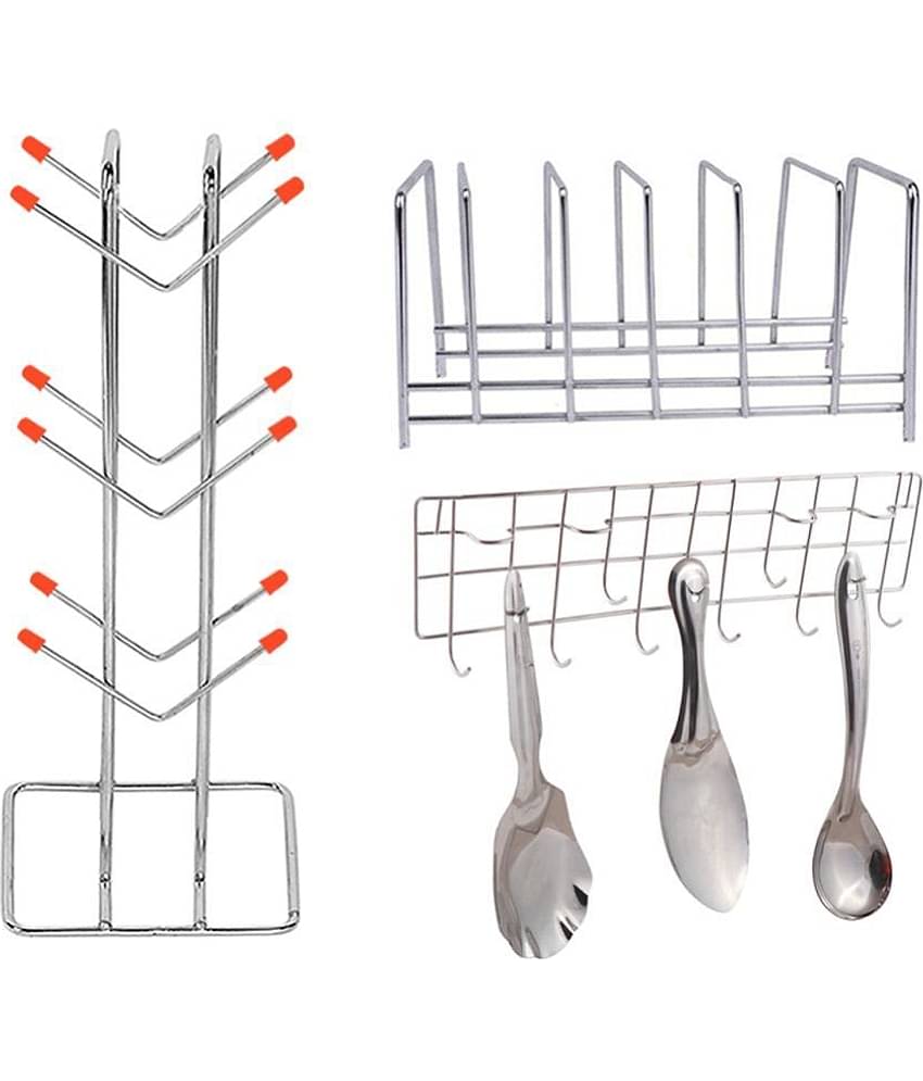 OC9 Silver Stainless Steel Wall mount Stand ( Pack of 3 )