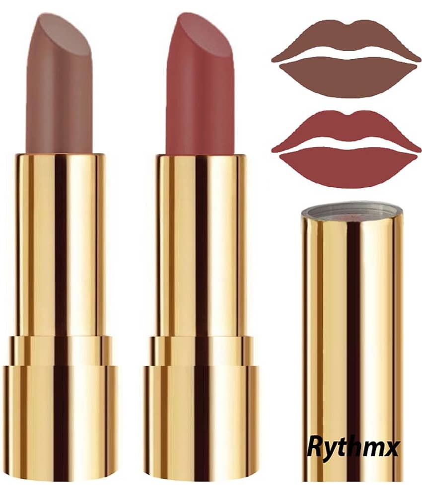 Rythmx Brown,Nude Matte Creme Lipstick Long Stay on Lips Multi Pack of 2 8 g