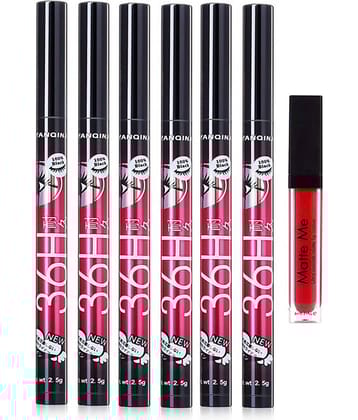 INDICUL - Black Natural Eye Liner Liquid ( Pack of 7 )
