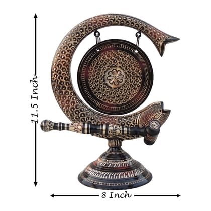 Brass Fish Mix Dinner Bell � Traditional Handcrafted Decorative Bell, Height : 11.5 Inch (ANMAS172 D)