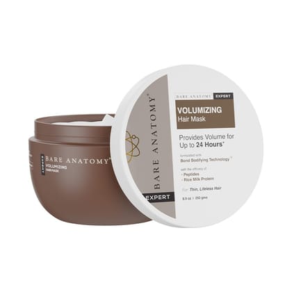 Bare Anatomy Volumizing Hair Mask | Volume For Upto 24 hrs | Powered By Peptides & Rich Milk Protein | For Dense & Conditioned Hair | For Dry & Frizzy Hair | Sulphate & Paraben Free |Women & Men-250gm Bare Anatomy Volumizing Hair Mask | Volume For Upto 2