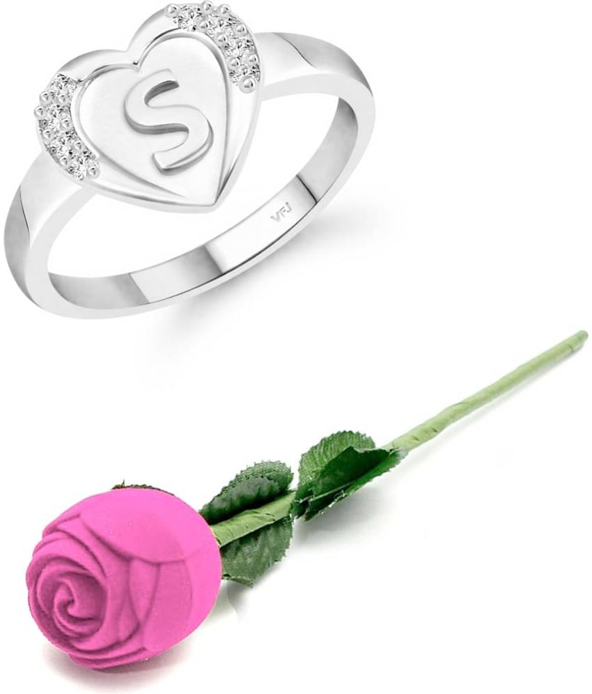 Valentine Initial '' S '' Letter in heart ring alphabet for women and Girls