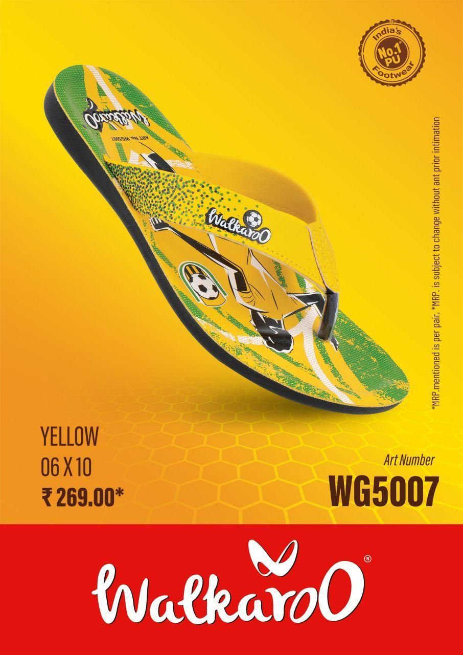 Walkaroo WG5007 Yellow No 9 Mens Slipper