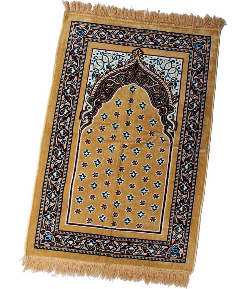 ADIRNY Yellow Single Regular Velvet Prayer Mat ( 110 X 70 cm )