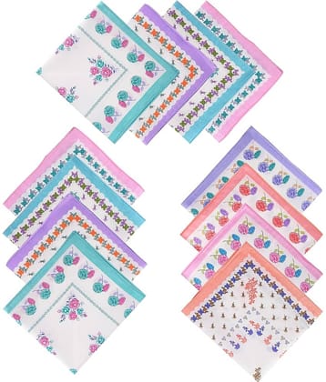 THRIFTKART - (Pack of 12) Women's Soft Cotton Floral Print Handkerchief for Girls and Kids, Multicolor Rumal/Hankies (Color Print Designs May Vary),