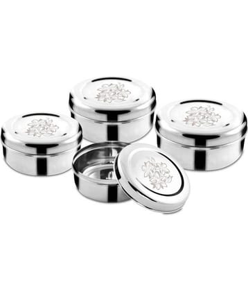 Classic Essentials CE-2021LAZER-A Steel Silver Food Container ( Set of 4 )