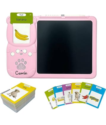 Camin Talking Card Game, 224 Words Talking Flash Cards with LCD Writing Tablet for 2-7 Year Old Kids, Learning Educational Toy