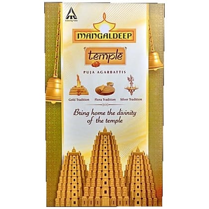 Mangaldeep Temple 3 In 1 Agarbatti - Flora, Gold & Silver Tradition, Pooja Essential, 108 g