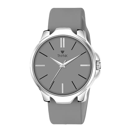 Thynk Analog Grey Dial Men's Watch with Grey Silicone Strap | Modern Round Dial Casual Wear