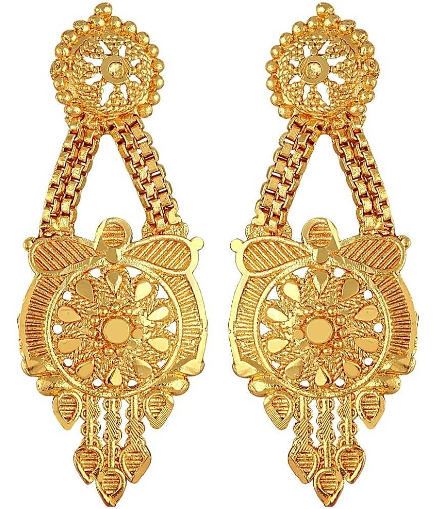 VIVASTRI Golden Stud Earrings ( Pack of 1 )