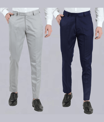 VEI SASTRE Multicolored Slim Formal Trouser ( Pack of 2 )