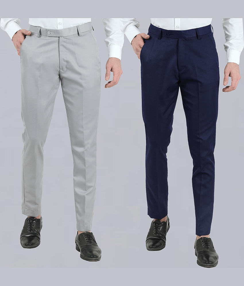 VEI SASTRE Multicolored Slim Formal Trouser ( Pack of 2 )