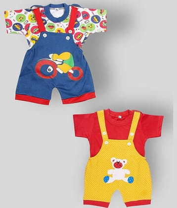 Babeezworld Pack of 2 Baby Girls Cotton Dungarees ( Multicolor )