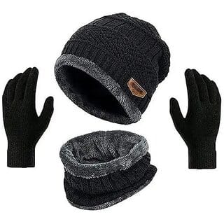 Fashlook Woolen Black Casual Winter Cap (Pack of 1) Fashlook Woolen Black Casual Winter Cap (Pack of 1)