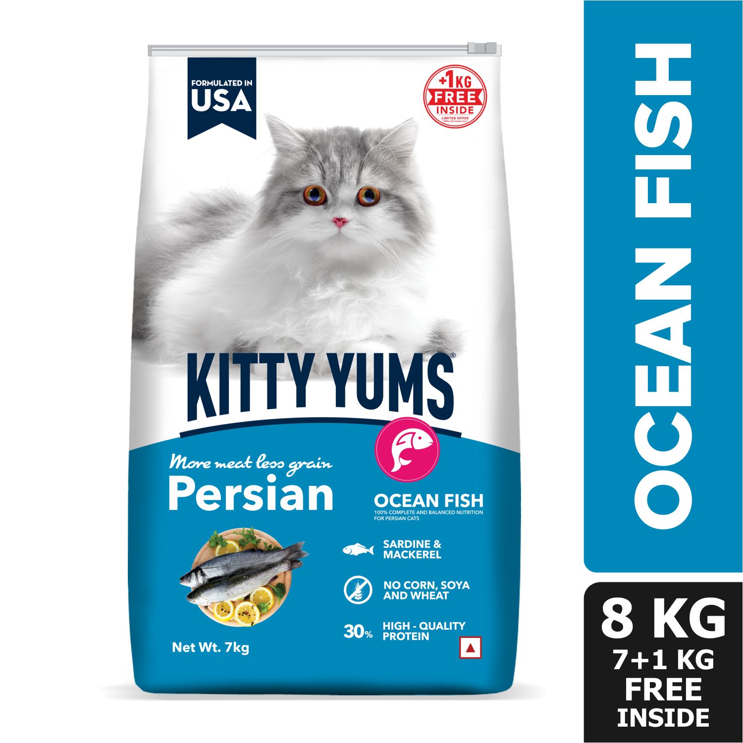 Kitty Yums Dry Persian Cat Food, Ocean Fish, 7kg