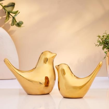Ceramic Golden Bird Figurine Set with Non-Slip Base, Decorative Bird Statues for Tabletop Shelf Display, Gold Ceramic Golden Bird Figurine Set with Non-Slip Base, Decorative Bird Statues for Tabletop Shelf Display, Gold