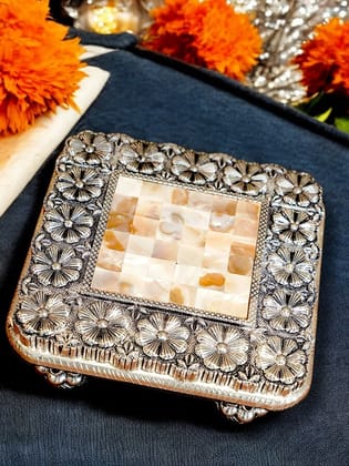 Pure Silver Mother of Pearl Chowki