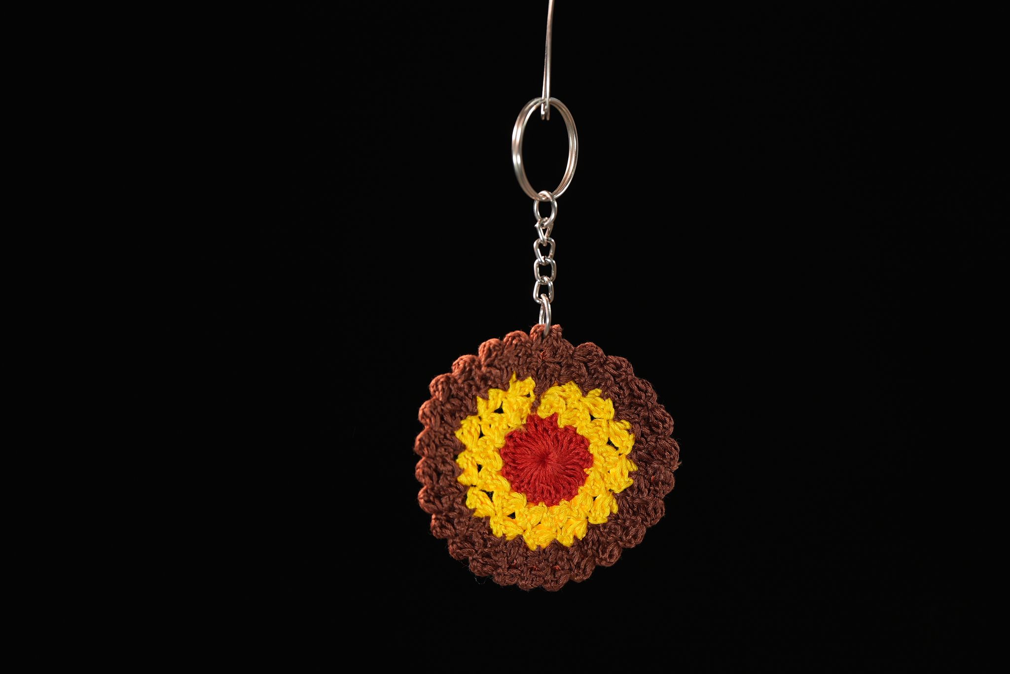 Multicolor Crochet Key Ring | Handmade, Round Woolen Design | Durable & Adorable