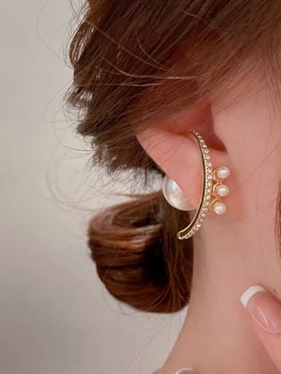 Crescent Pearl Climber Studs