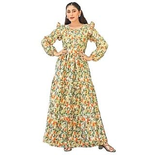 SARINKU Gown Crepe Fabric Dress for Women Stylish Ethnic Gown Long One Piece for Girls and Women