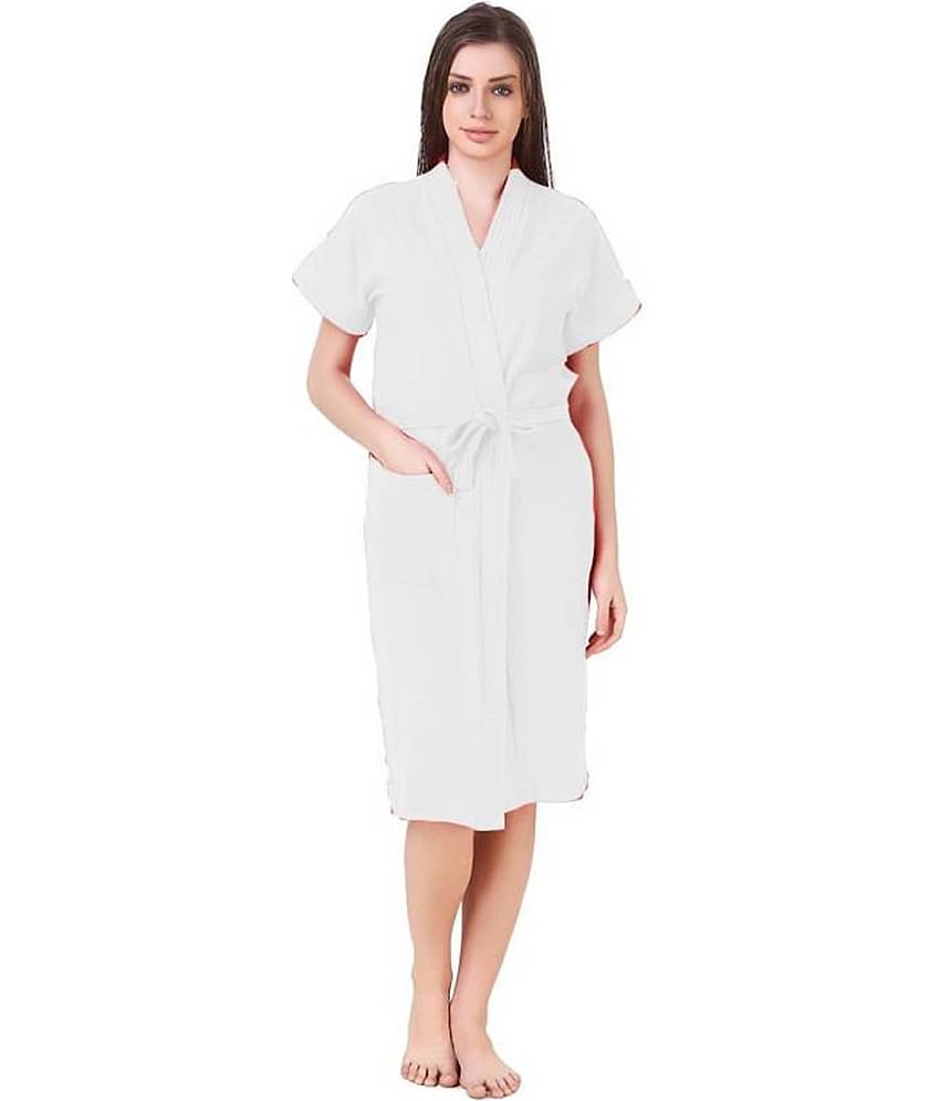 Poorak White Free Size Bathrobe ( Pack of 1 )
