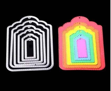 Brand Zero Die - 6 Pcs Decorative Rectangle Stitched Frames Metal Cutting Dies 8.1 x 12.1 CM