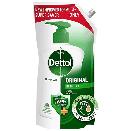 Dettol Liquid Handwash Refill - Original Hand Wash Germ Defence Formula, 10X Better Germ Protection, 675Ml