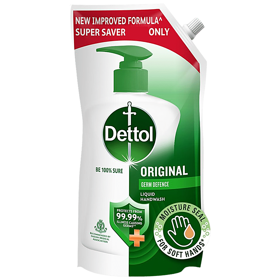Dettol Liquid Handwash Refill - Original Hand Wash Germ Defence Formula, 10X Better Germ Protection, 675Ml