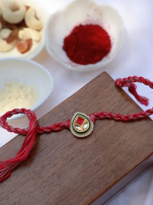 Samay Pink Kundan Rakhi-Pink