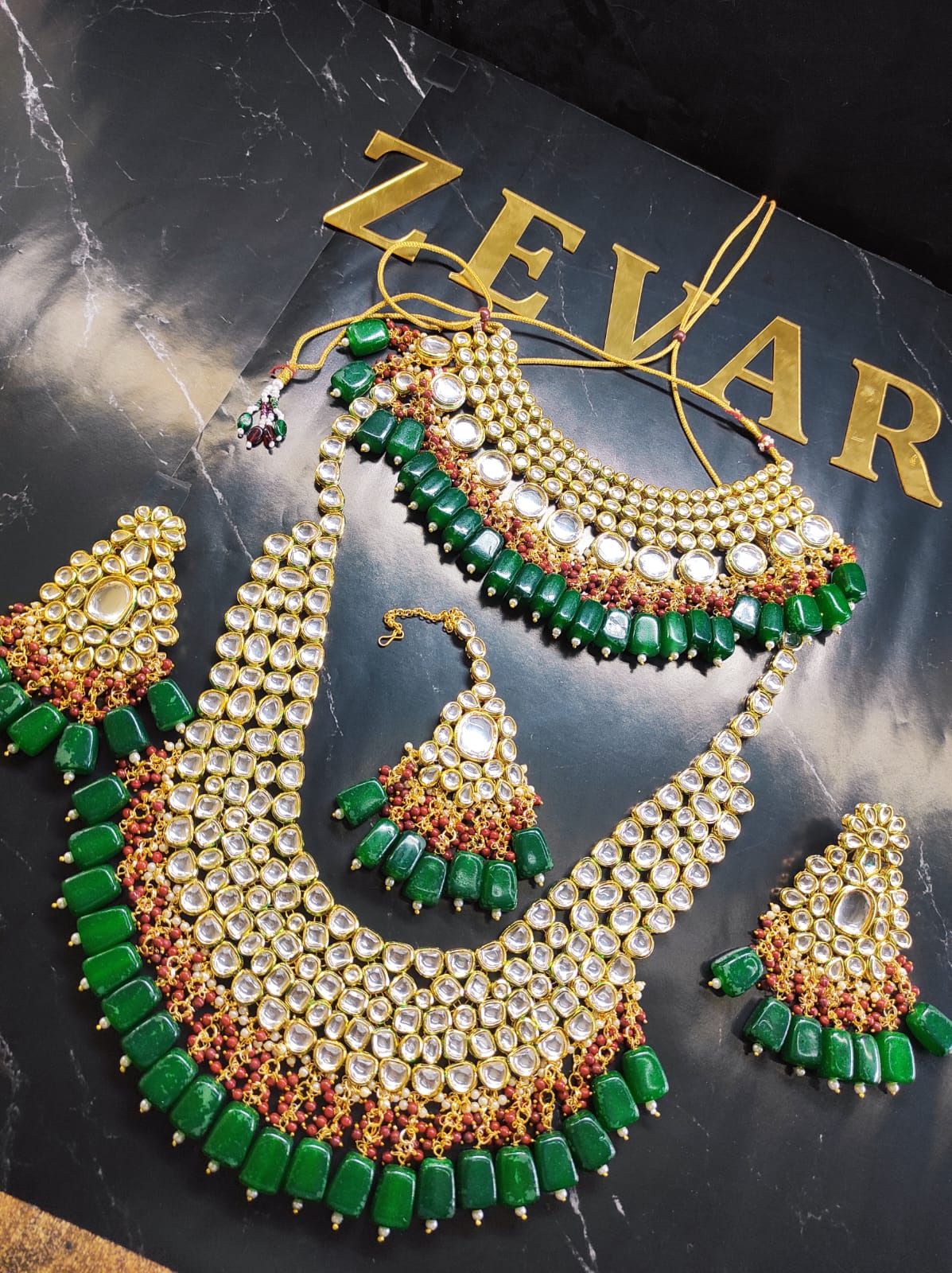 ZEVAR | Premium Quality Kundan Bridal Jewellery Earring With Maangtika1