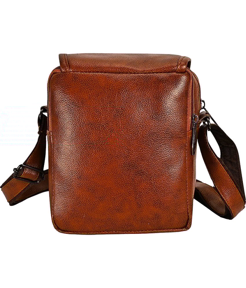 ZAIKO BAGS Tan Textured Messenger Bag