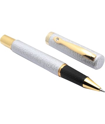 Exclusive Dikawen Jewel Designer Marbled Silver & Gold Roller ball Pen