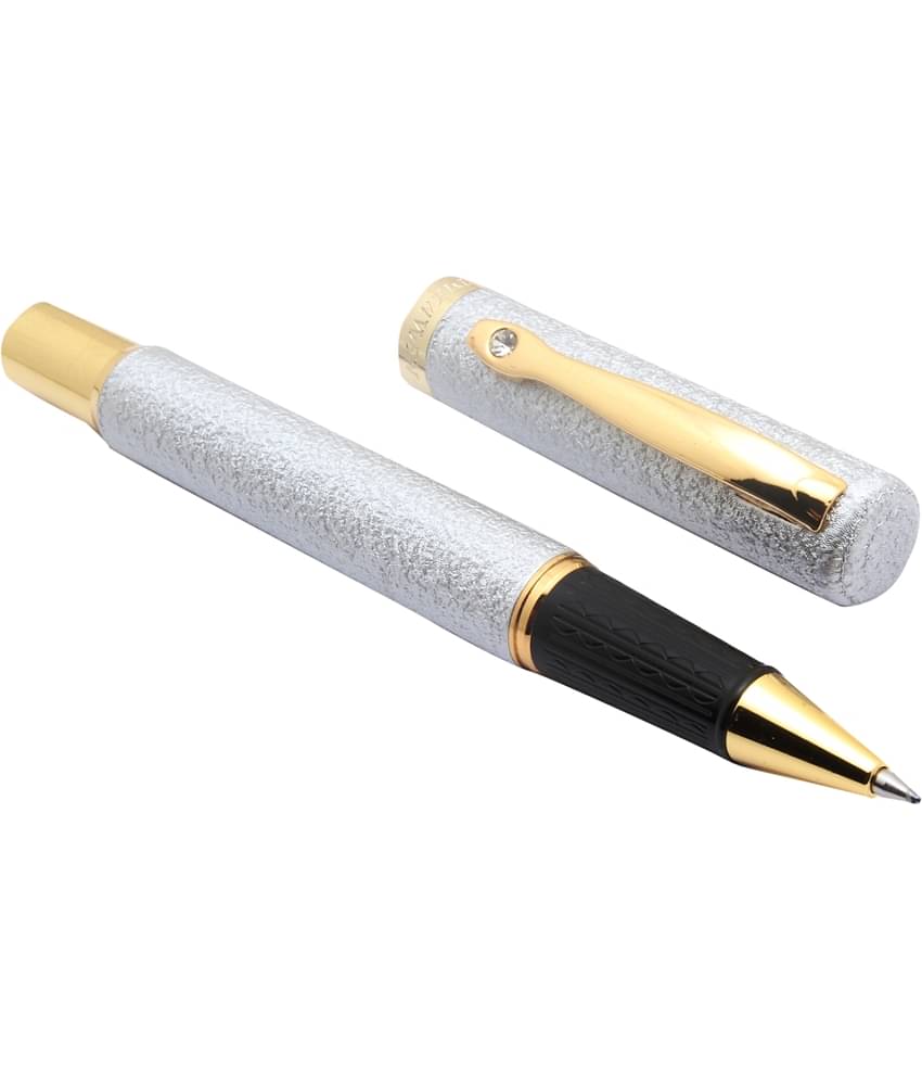 Exclusive Dikawen Jewel Designer Marbled Silver & Gold Roller ball Pen