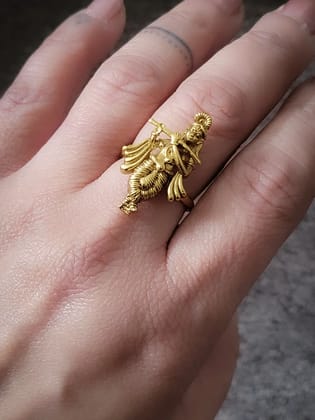 Adjustable krishna playing flute ring(L-1 inch)