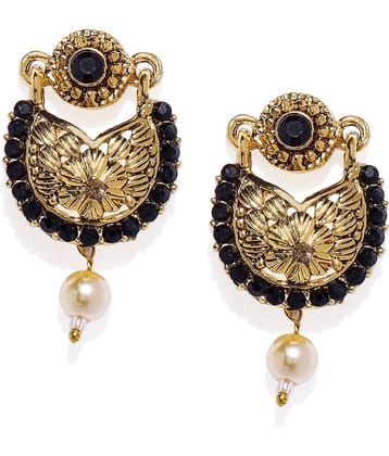 Spargz Floral Chand Bali Daily Wear Alloy Gold Plated Synthetic Stone Earring For Women