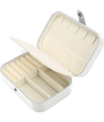 Jewellery Organiser PU Leather Zipper Portable Storage Box with Divider Container