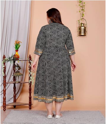 Flavia Creation Women Cotton Blend Printed Anarkali Kurti ( Black )