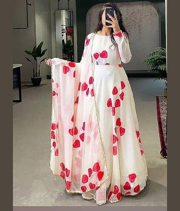 BHAGVATI ENTERPRISE Red Flared Crepe Women's Stitched Ethnic Gown ( Pack of 1 )