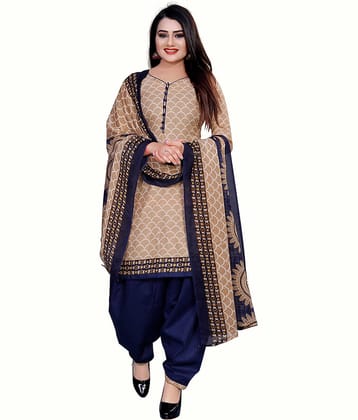 Rajnandini Unstitched Cotton Blend Printed Dress Material - Beige ( Pack of 1 )
