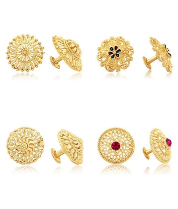 Vighnaharta - Golden Stud Earrings ( Pack of 4 ) - Golden