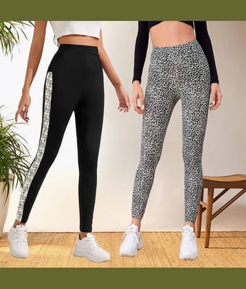 DTR FASHION - Cotton Blend Regular Fit Multicolor Women's Jeggings ( Pack of 2 )