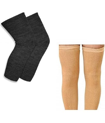 Penyan™ Knee Warmers, Woolen Knee Cap | Unisex | Elastic Support | Fully Stretchable (Skin + Grey) - Combo 2 Pair