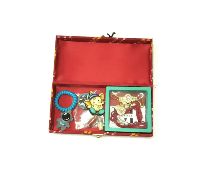 Aayansh Handicraft Hub Designer Rakhi Gift Box Set, Pearl Stone Rakhi with Gold Chain, Kids Cartoon Rakhi, Traditional Roli Chawal