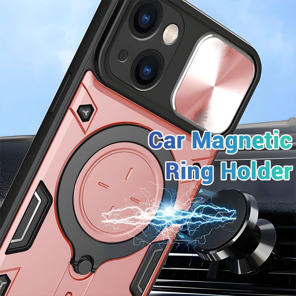 LIRAMARK Case Compatible with Apple iPhone 13 (6.1 inch) with Stand & Slider Camera Military Grade Protection