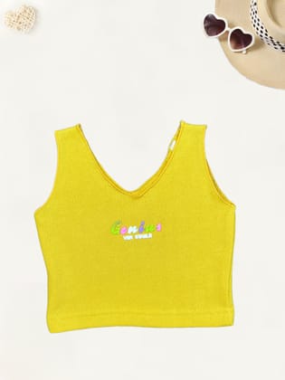 Girls Summer Yellow Tank Top [GT-713] [1-11Years]-9-10Y (Size - 32) / Imported