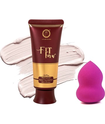 Colors Queen Fit For U Oil Free Waterproof Base Foundation With Beauty Blender Ivory (Shade - 01)