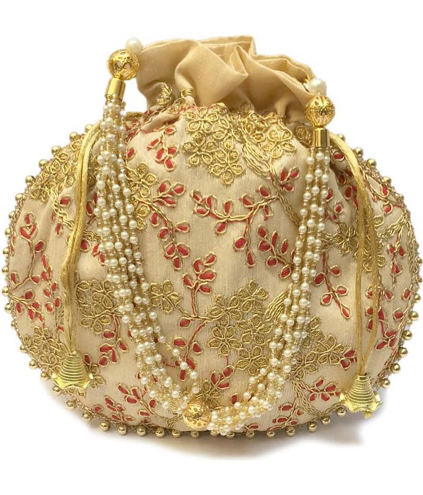 Apratim Beige Silk Potli