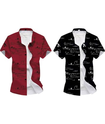 Blue dove Elastane Regular Fit Printed Half Sleeves Men's Casual Shirt - Maroon ( Pack of 2 )