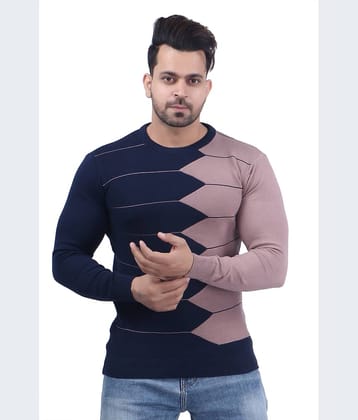 FEVERFEW Cotton Round Neck Men's Full Sleeves Pullover Sweater - Navy ( Pack of 1 )