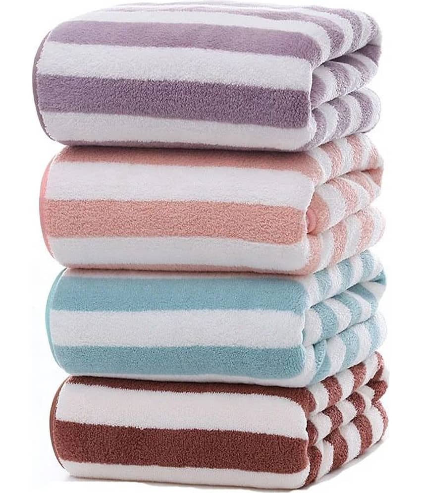 FEZORA Pack of 4 Microfibre 500 -GSM Bath Towel ( Multicolor )